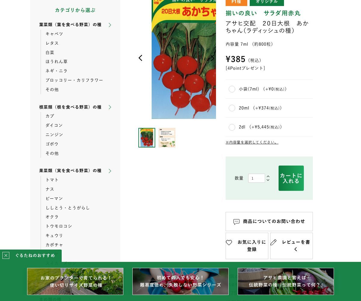 アサヒ交配 20日大根 あかちゃん