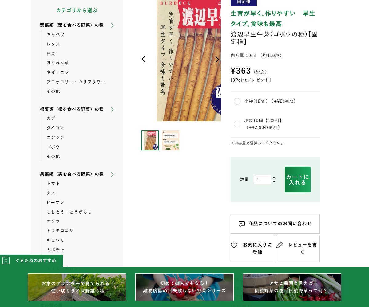 渡辺早生牛蒡