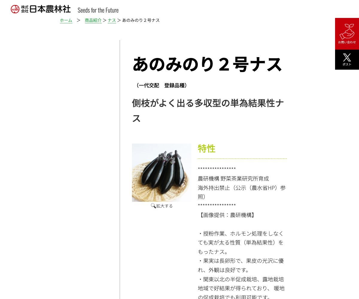 あのみのり２号ナス