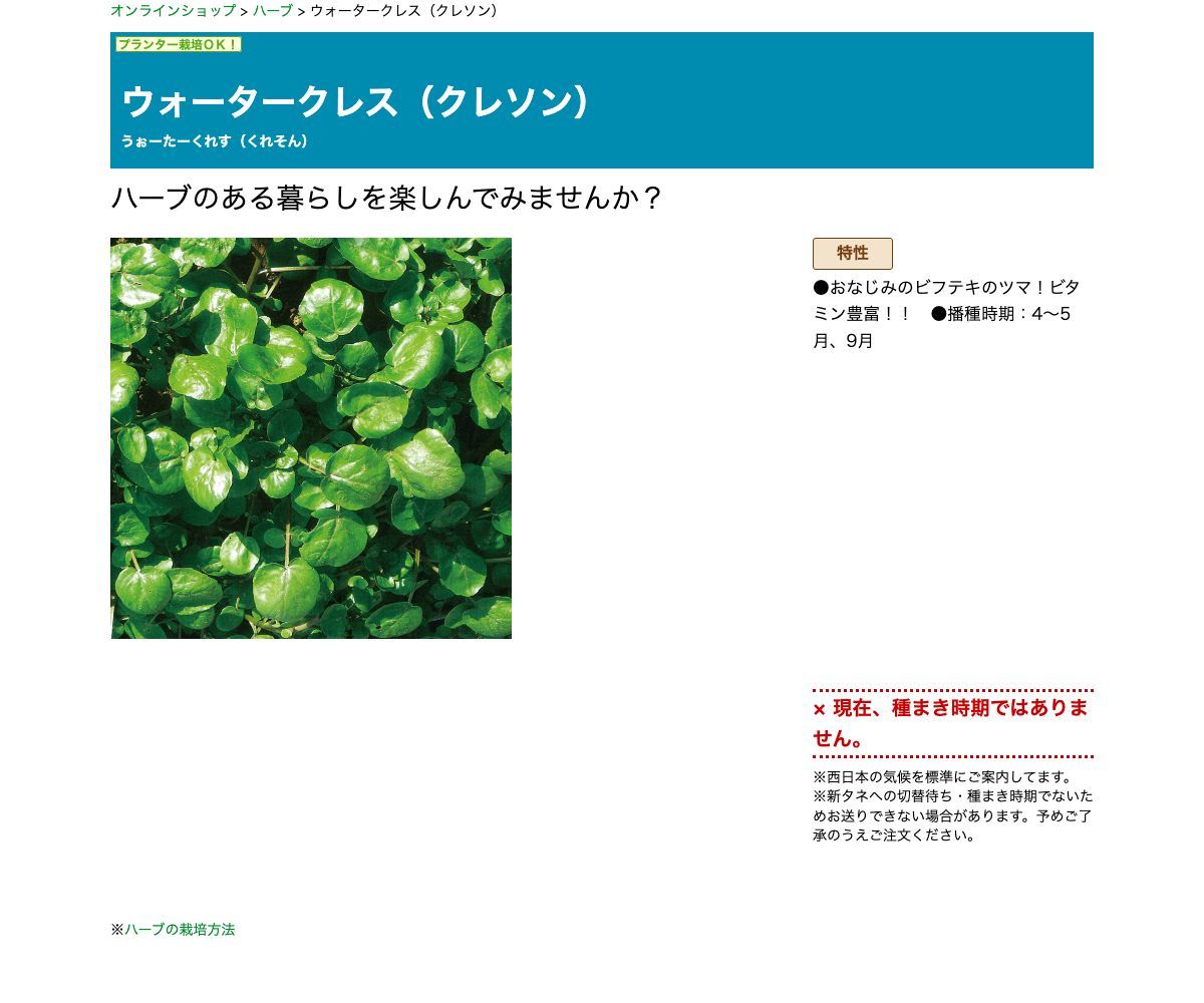 ウォータークレス（クレソン）