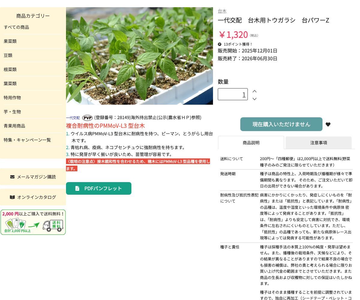 一代交配 台木用トウガラシ 台パワーZ